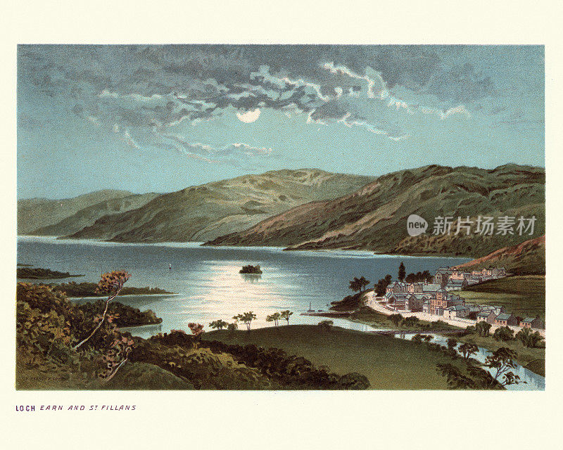 苏格兰风景，St Fillans和Loch Earn，苏格兰，19世纪